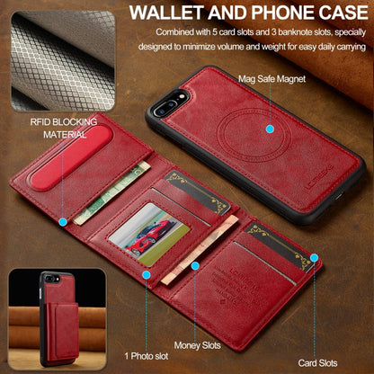 For iPhone 17e / 16e LC.IMEEKE L5 Series Detachable RFID Card Bag Magsafe Phone Case(Red)