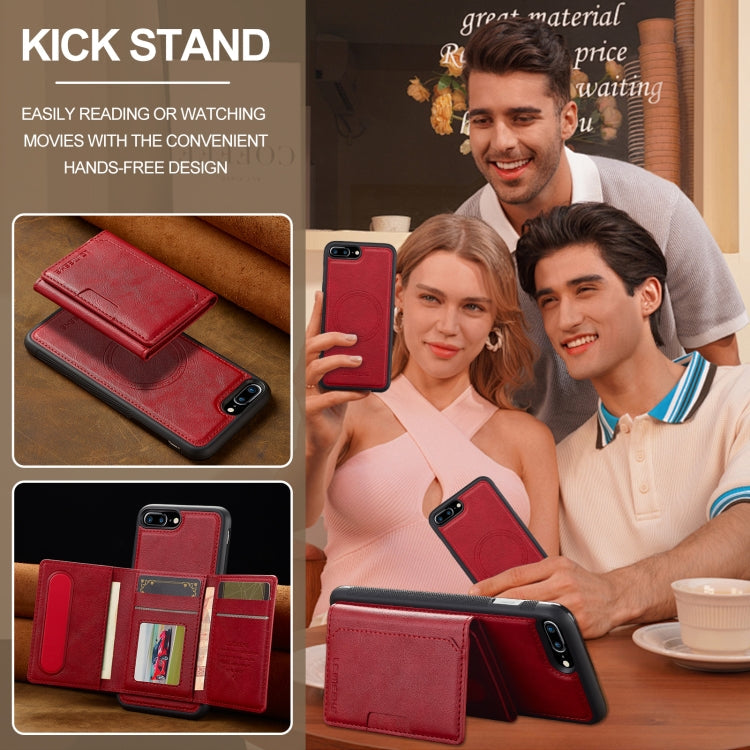 For iPhone 17e / 16e LC.IMEEKE L5 Series Detachable RFID Card Bag Magsafe Phone Case(Red)