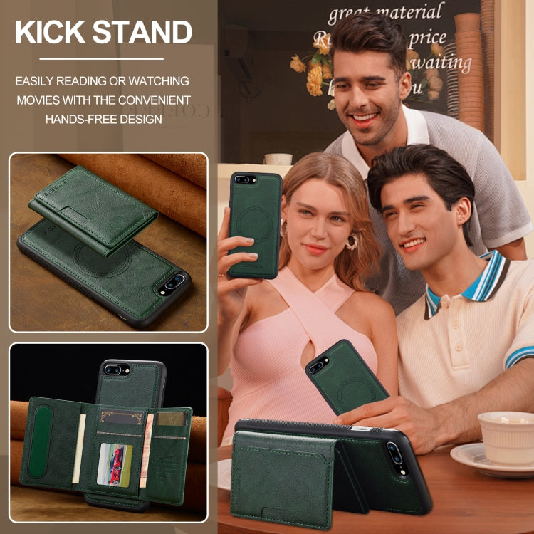 For iPhone SE 2022 / 2020 LC.IMEEKE L5 Series Detachable RFID Card Bag Magsafe Phone Case(Green)
