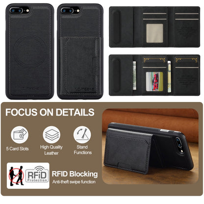 For iPhone 8 Plus / 7 Plus LC.IMEEKE L5 Series Detachable RFID Card Bag Magsafe Phone Case(Black)