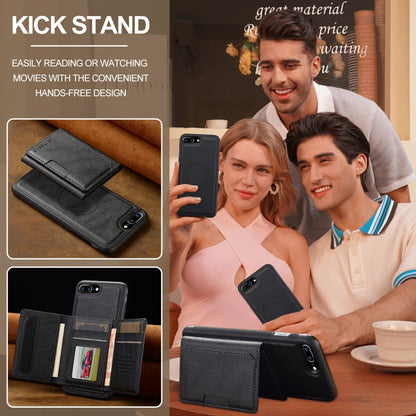 For iPhone 8 Plus / 7 Plus LC.IMEEKE L5 Series Detachable RFID Card Bag Magsafe Phone Case(Black)