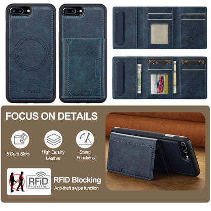 For iPhone 8 Plus / 7 Plus LC.IMEEKE L5 Series Detachable RFID Card Bag Magsafe Phone Case(Blue)