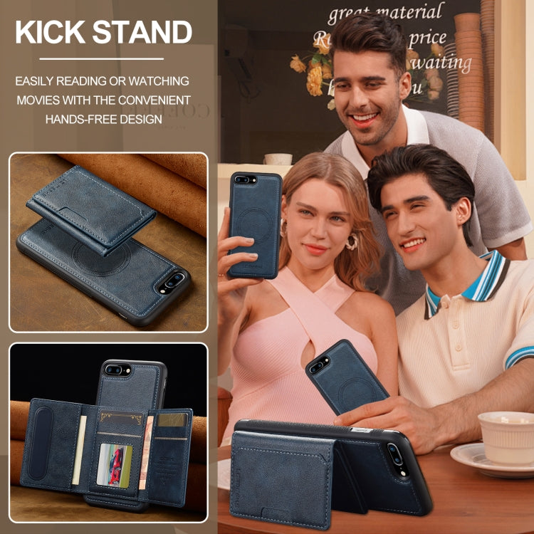 For iPhone 8 Plus / 7 Plus LC.IMEEKE L5 Series Detachable RFID Card Bag Magsafe Phone Case(Blue)