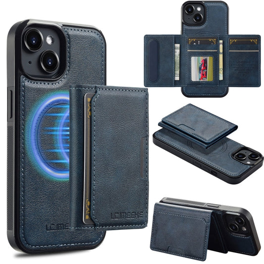 Pour iPhone 15 LC.IMEEKE Série L5 Étui de téléphone Magsafe détachable avec sac de cartes RFID (Bleu)