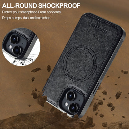 For iPhone 15 Plus / 14 Plus LC.IMEEKE L5 Series Detachable RFID Card Bag Magsafe Phone Case(Black)