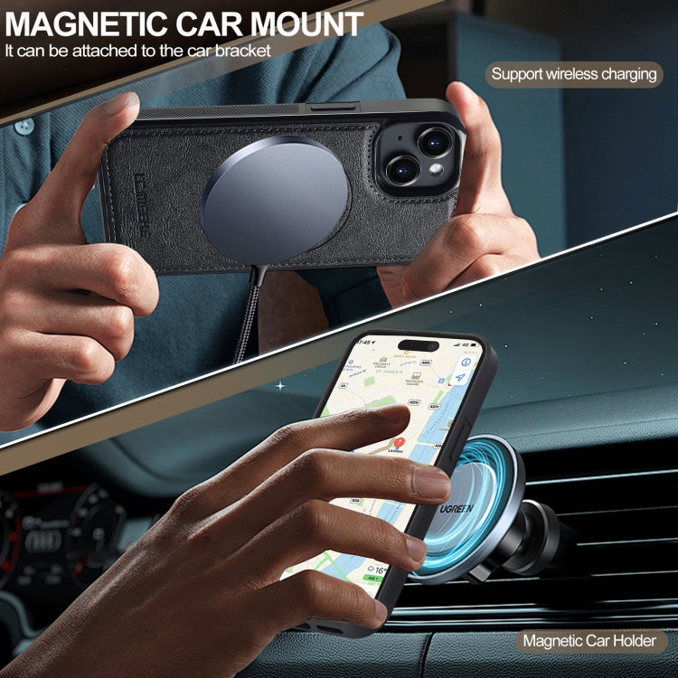 For iPhone 15 Plus / 14 Plus LC.IMEEKE L5 Series Detachable RFID Card Bag Magsafe Phone Case(Black)