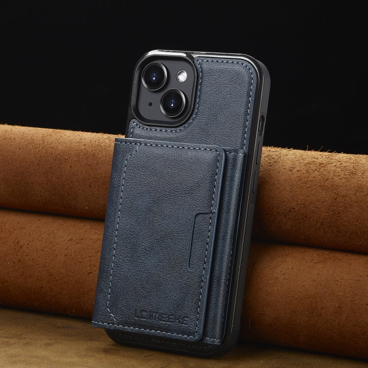 For iPhone 15 Plus / 14 Plus LC.IMEEKE L5 Series Detachable RFID Card Bag Magsafe Phone Case(Blue)