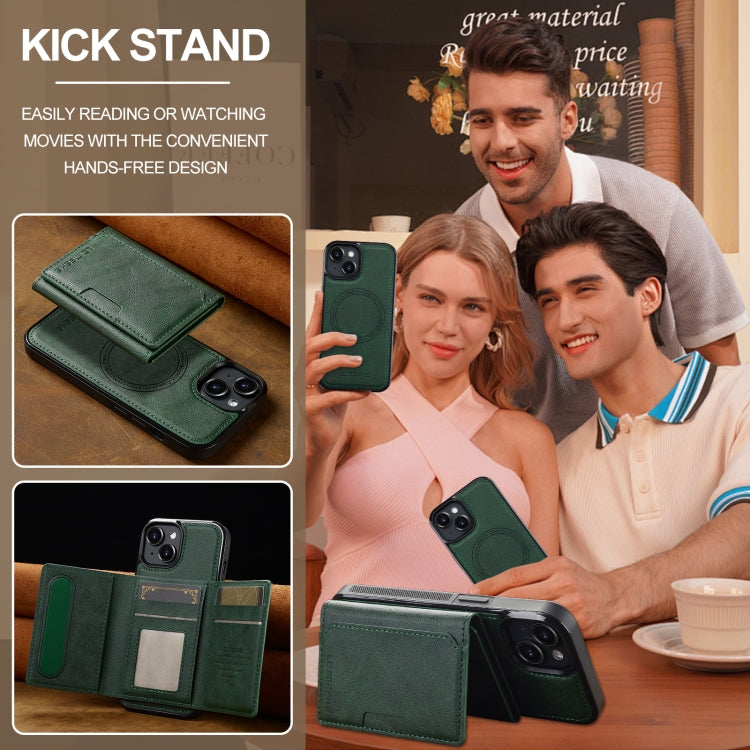 For iPhone 15 Plus / 14 Plus LC.IMEEKE L5 Series Detachable RFID Card Bag Magsafe Phone Case(Green)