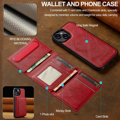 For iPhone 15 Plus / 14 Plus LC.IMEEKE L5 Series Detachable RFID Card Bag Magsafe Phone Case(Red)