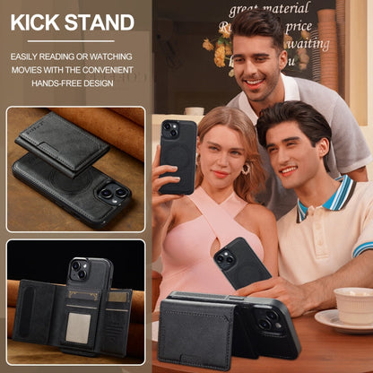 For iPhone 14 / 13 LC.IMEEKE L5 Series Detachable RFID Card Bag Magsafe Phone Case(Black)