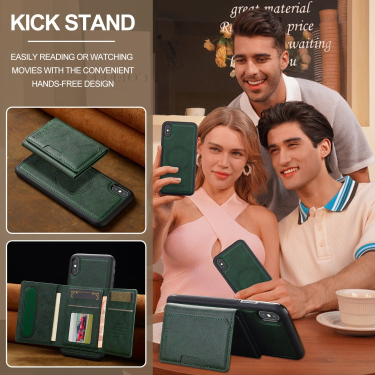 For iPhone XS / X LC.IMEEKE L5 Series Detachable RFID Card Bag Magsafe Phone Case(Green)