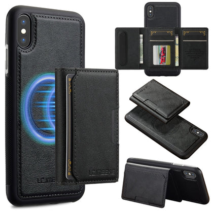 For iPhone XR LC.IMEEKE L5 Series Detachable RFID Card Bag Magsafe Phone Case(Black)