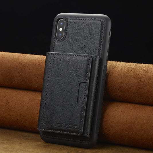 For iPhone XR LC.IMEEKE L5 Series Detachable RFID Card Bag Magsafe Phone Case(Black)