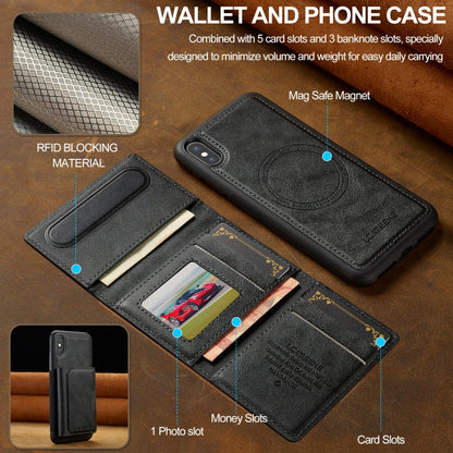 For iPhone XR LC.IMEEKE L5 Series Detachable RFID Card Bag Magsafe Phone Case(Black)