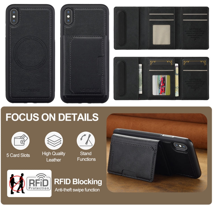 For iPhone XR LC.IMEEKE L5 Series Detachable RFID Card Bag Magsafe Phone Case(Black)