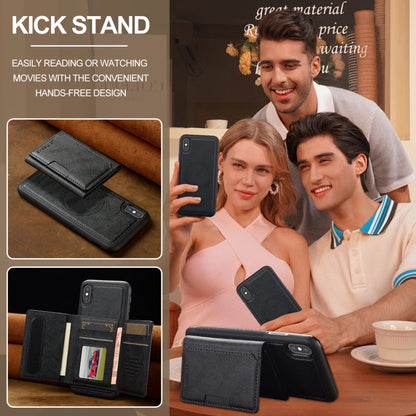 For iPhone XR LC.IMEEKE L5 Series Detachable RFID Card Bag Magsafe Phone Case(Black)