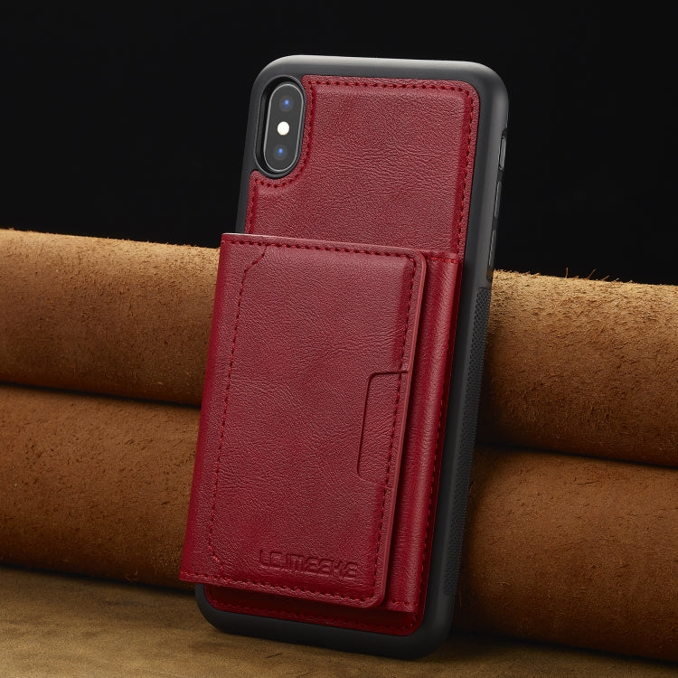 For iPhone XR LC.IMEEKE L5 Series Detachable RFID Card Bag Magsafe Phone Case(Red)