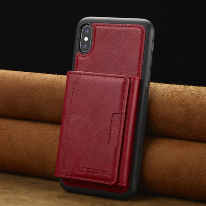 For iPhone XR LC.IMEEKE L5 Series Detachable RFID Card Bag Magsafe Phone Case(Red)