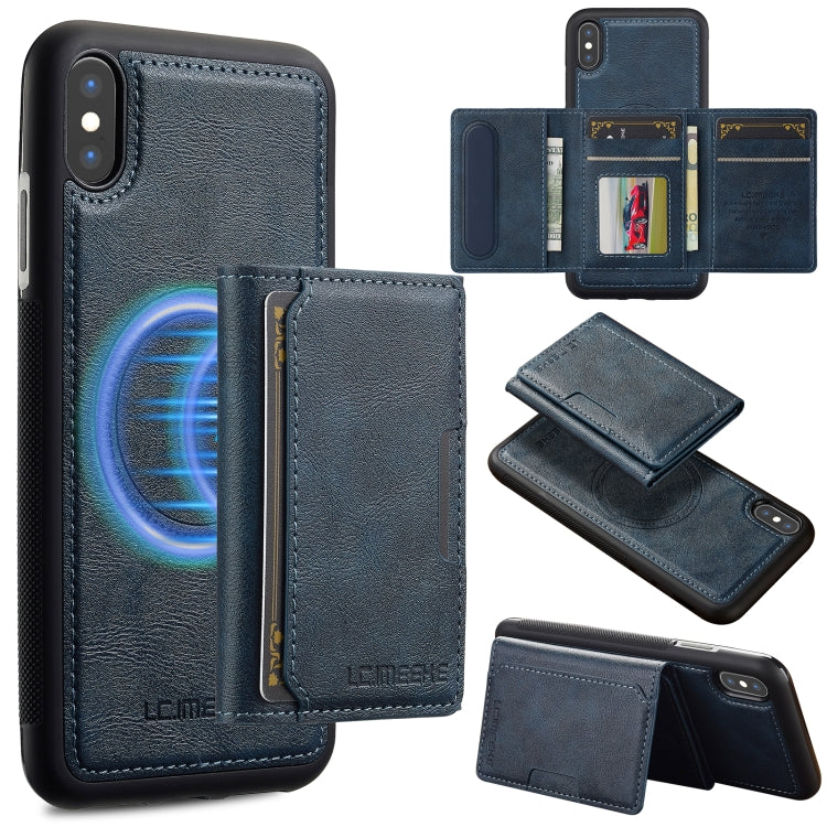 Pour iPhone XS Max LC.IMEEKE Série L5 Étui de téléphone Magsafe détachable avec sac de cartes RFID (Bleu)