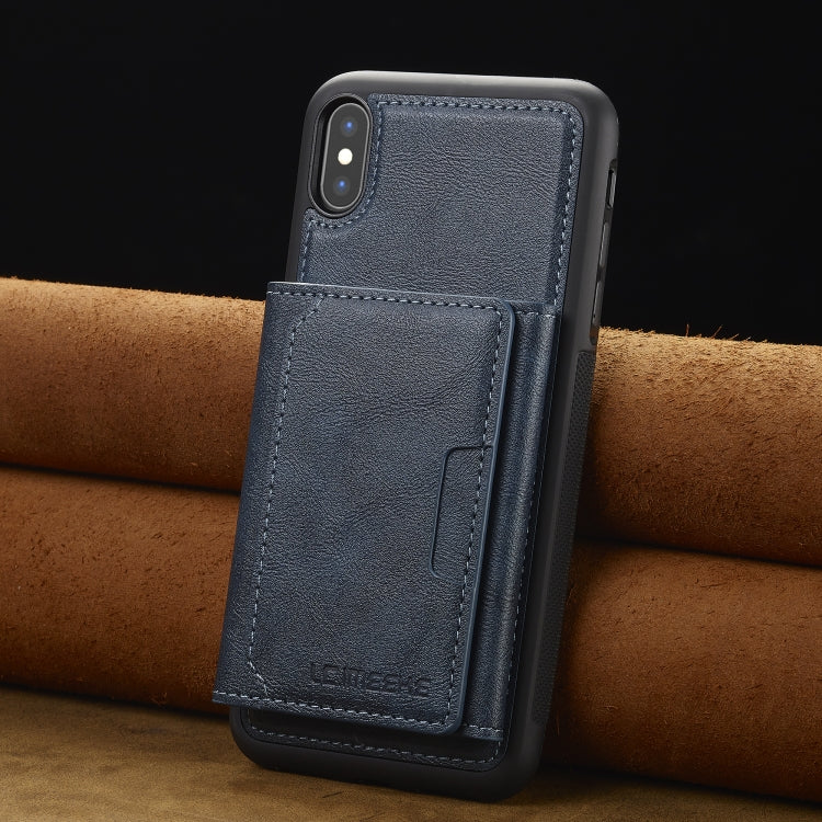 Pour iPhone XS Max LC.IMEEKE Série L5 Étui de téléphone Magsafe détachable avec sac de cartes RFID (Bleu)