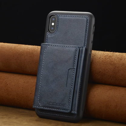 Pour iPhone XS Max LC.IMEEKE Série L5 Étui de téléphone Magsafe détachable avec sac de cartes RFID (Bleu)