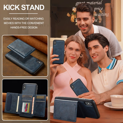 Pour iPhone XS Max LC.IMEEKE Série L5 Étui de téléphone Magsafe détachable avec sac de cartes RFID (Bleu)