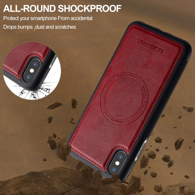 For iPhone XS Max LC.IMEEKE L5 Series Detachable RFID Card Bag Magsafe Phone Case(Red)