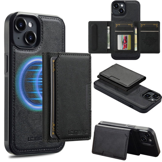 Pour iPhone 13 mini LC.IMEEKE L5 Series Étui de téléphone Magsafe détachable avec porte-cartes RFID (Noir)