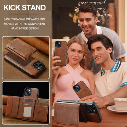 For iPhone 13 mini LC.IMEEKE L5 Series Detachable RFID Card Bag Magsafe Phone Case(Brown)