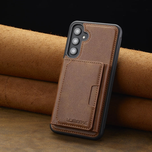 For Samsung Galaxy S24 FE 5G LC.IMEEKE L5 Series Detachable RFID Card Bag Magsafe Phone Case(Brown)