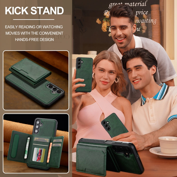 For Samsung Galaxy S24 FE 5G LC.IMEEKE L5 Series Detachable RFID Card Bag Magsafe Phone Case(Green)