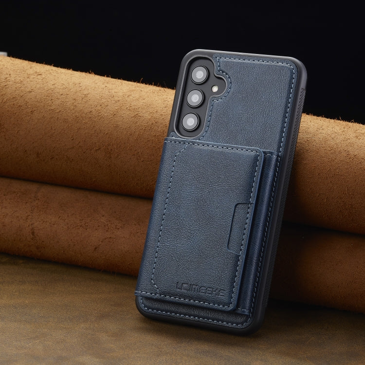 For Samsung Galaxy S23 FE 5G LC.IMEEKE L5 Series Detachable RFID Card Bag Magsafe Phone Case(Blue)