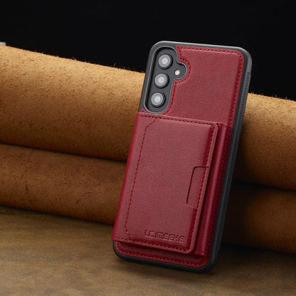 For Samsung Galaxy S23 FE 5G LC.IMEEKE L5 Series Detachable RFID Card Bag Magsafe Phone Case(Red)