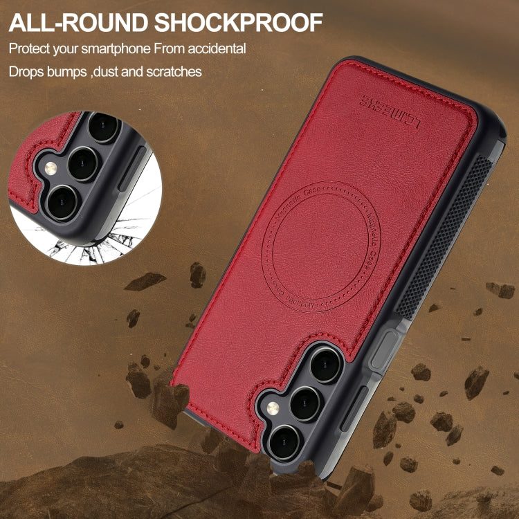 For Samsung Galaxy S23 FE 5G LC.IMEEKE L5 Series Detachable RFID Card Bag Magsafe Phone Case(Red)