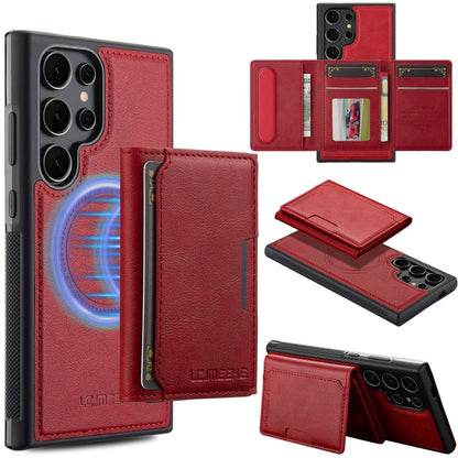 For Samsung Galaxy S23 Ultra 5G LC.IMEEKE L5 Series Detachable RFID Card Bag Magsafe Phone Case(Red)