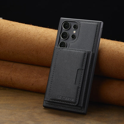 For Samsung Galaxy S22 Ultra 5G LC.IMEEKE L5 Series Detachable RFID Card Bag Magsafe Phone Case(Black)