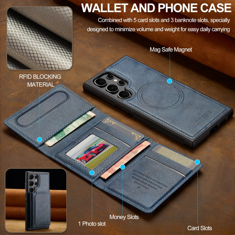 For Samsung Galaxy S22 Ultra 5G LC.IMEEKE L5 Series Detachable RFID Card Bag Magsafe Phone Case(Blue)