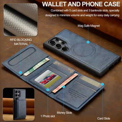 For Samsung Galaxy S22 Ultra 5G LC.IMEEKE L5 Series Detachable RFID Card Bag Magsafe Phone Case(Blue)