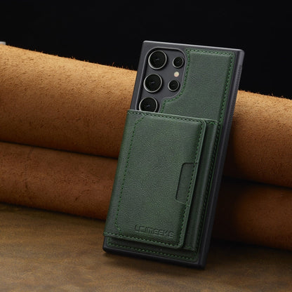 For Samsung Galaxy S22 Ultra 5G LC.IMEEKE L5 Series Detachable RFID Card Bag Magsafe Phone Case(Green)