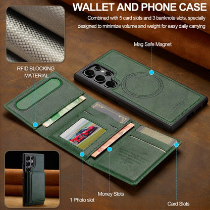 For Samsung Galaxy S22 Ultra 5G LC.IMEEKE L5 Series Detachable RFID Card Bag Magsafe Phone Case(Green)