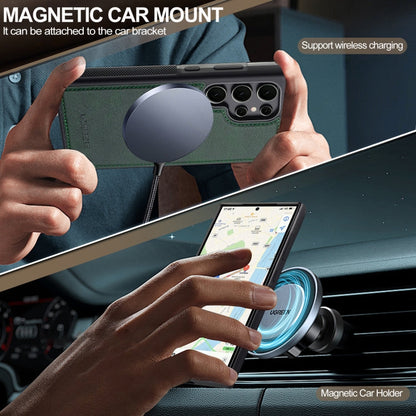 For Samsung Galaxy S22 Ultra 5G LC.IMEEKE L5 Series Detachable RFID Card Bag Magsafe Phone Case(Green)