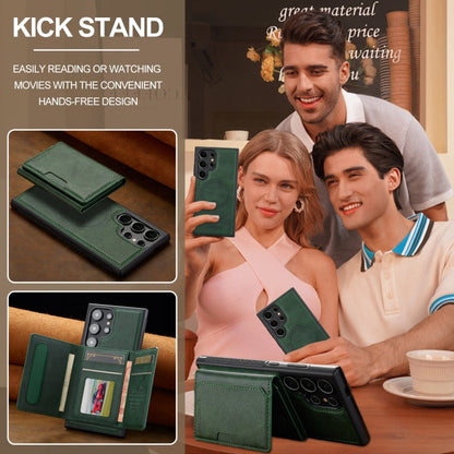 For Samsung Galaxy S22 Ultra 5G LC.IMEEKE L5 Series Detachable RFID Card Bag Magsafe Phone Case(Green)