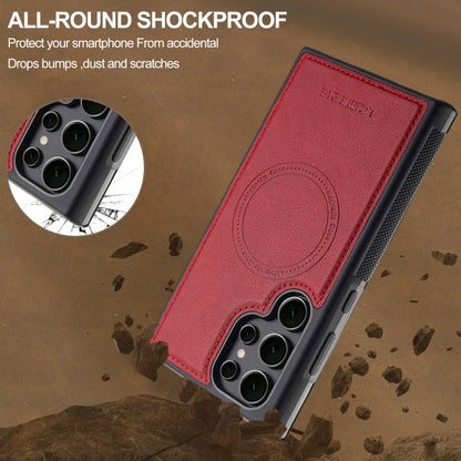 For Samsung Galaxy S22 Ultra 5G LC.IMEEKE L5 Series Detachable RFID Card Bag Magsafe Phone Case(Red)