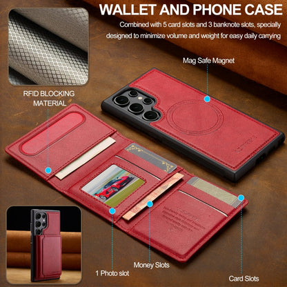 For Samsung Galaxy S22 Ultra 5G LC.IMEEKE L5 Series Detachable RFID Card Bag Magsafe Phone Case(Red)