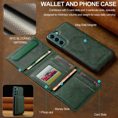For Samsung Galaxy S22 5G LC.IMEEKE L5 Series Detachable RFID Card Bag Magsafe Phone Case(Green)