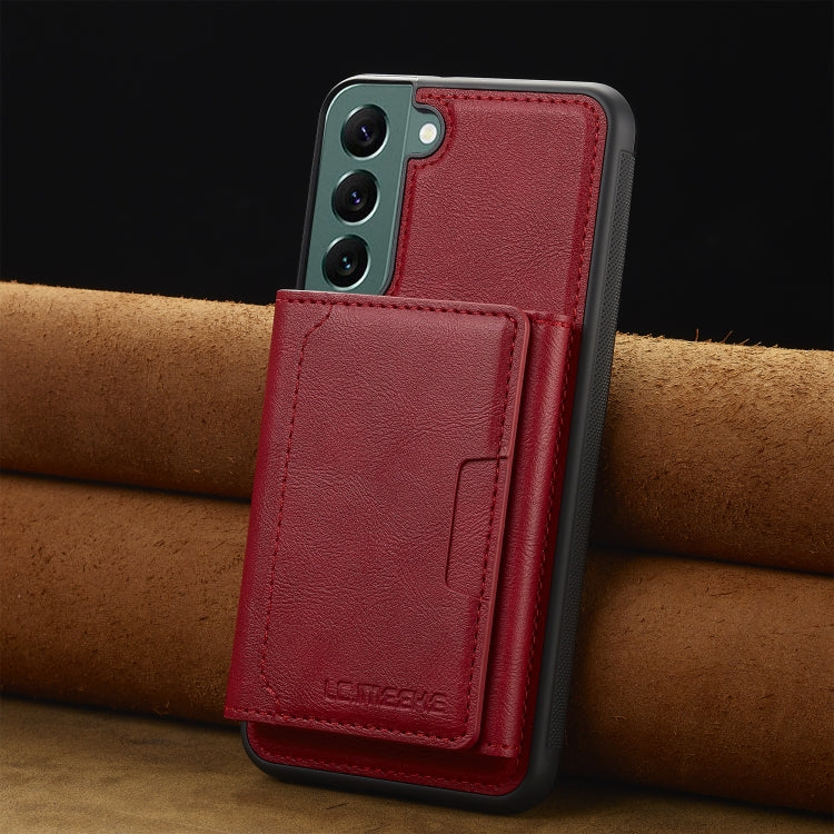 For Samsung Galaxy S22 5G LC.IMEEKE L5 Series Detachable RFID Card Bag Magsafe Phone Case(Red)