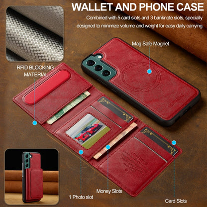 For Samsung Galaxy S22 5G LC.IMEEKE L5 Series Detachable RFID Card Bag Magsafe Phone Case(Red)