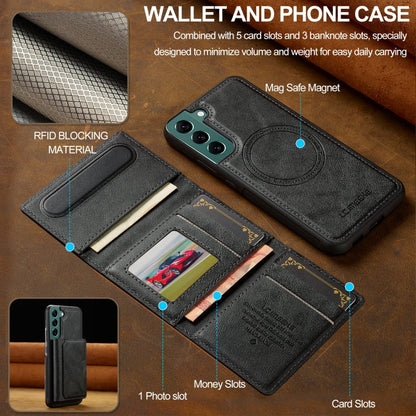 For Samsung Galaxy S21 FE 5G LC.IMEEKE L5 Series Detachable RFID Card Bag Magsafe Phone Case(Black)