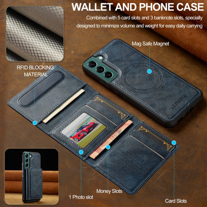 For Samsung Galaxy S21 FE 5G LC.IMEEKE L5 Series Detachable RFID Card Bag Magsafe Phone Case(Blue)