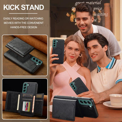 For Samsung Galaxy S21 5G LC.IMEEKE L5 Series Detachable RFID Card Bag Magsafe Phone Case(Black)